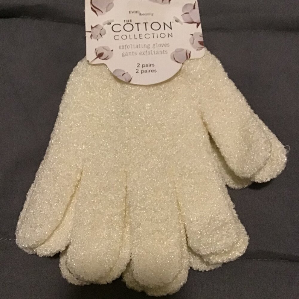Cotton Collection White Exfoliating Gloves – 2 Pairs